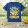 Blue t-shirt with "Life Gave Me Some Lemons, But My JESUS He Be Makin LEMONADE" text and cartoon lemons holding