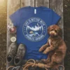 Life Is Better With Poodles Around camping graphic t-shirt with mountains, tent, and stars