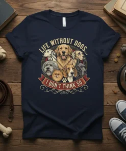 LIFE WITHOUT DOGS... I text design featuring unique typography on quality t-shirt