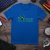 Blue t-shirt featuring the Linux Tux Penguin logo with circuit board design and glowing accents