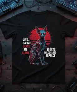 LIVE. LAUGH. LEAVE ME text design featuring detailed typography on quality t-shirt
