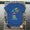 Live Love Kayak t-shirt design featuring two colorful kayaks and the text Live Love Kayak