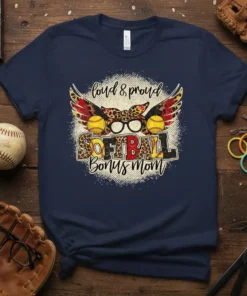 loud & proud SOFTBALL Bonus Mom eye-catching graphic design printed on comfortable cotton t-shirt