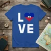 Love Haiti Flag Heart T-Shirt stylish graphic design printed on comfortable cotton t-shirt