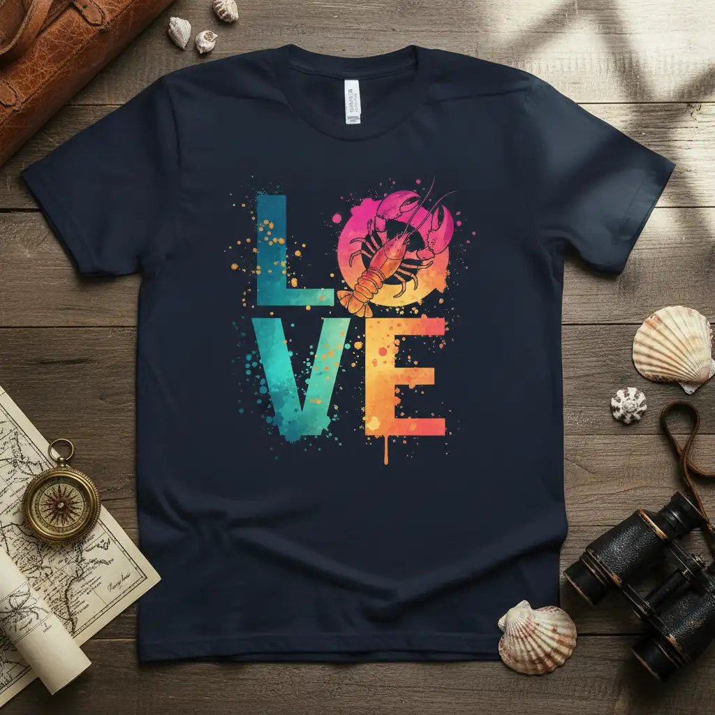 Love Lobster|| detailed print printed on breathable fabric creating a standout t-shirt