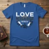 Christian T-Shirt with "LOVE thy NEIGHBOR MATTHEW 22:39" text and diverse hands reaching out graphic