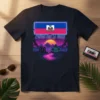 Haiti flag with "L'Union Fait La Force" text on a retro sunset landscape t-shirt design