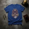 Madame VP text with regal female warrior graphic on blue t-shirt design