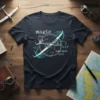 Dark t-shirt with "magic air air some more air" text and a glider airplane graphic, surrounded by swirling air currents