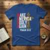MAKE AMERICA GODLY AGAIN PSALM 33:12 t-shirt with ornate cross graphic and patriotic colors