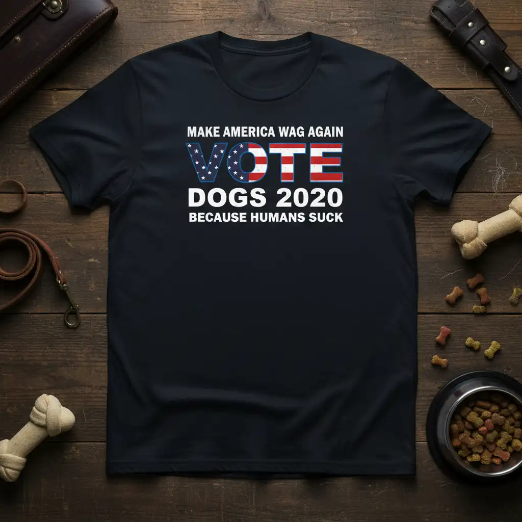 Make America Wag Again Vote Dogs 2020 Because Humans Suck political dog humor tee design