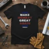 Black t-shirt with "MAKE MONDAY GREAT AGAIN #MMGA" text in red, white, and blue, featuring stars