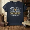 Make Texas A Country Again t-shirt design featuring Texas map graphic and distressed typography