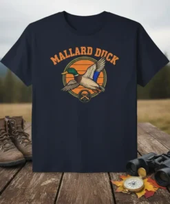 Mallard Duck T-Shirt with vintage-style graphic and text, ideal for hunters and bird watchers