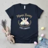 Mama Bunny Baby Bunnies t-shirt design featuring two cute bunnies inside a laurel wreath, with gold and white text