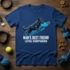 Man's Best Friend Loyal Companion T-Shirt with a German Shepherd dog catching a frisbee