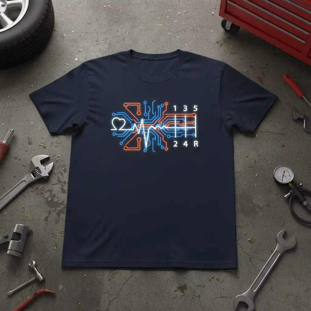 Manual Transmission Heartbeat bold typography printed on comfortable cotton fabric creating a standout t-shirt