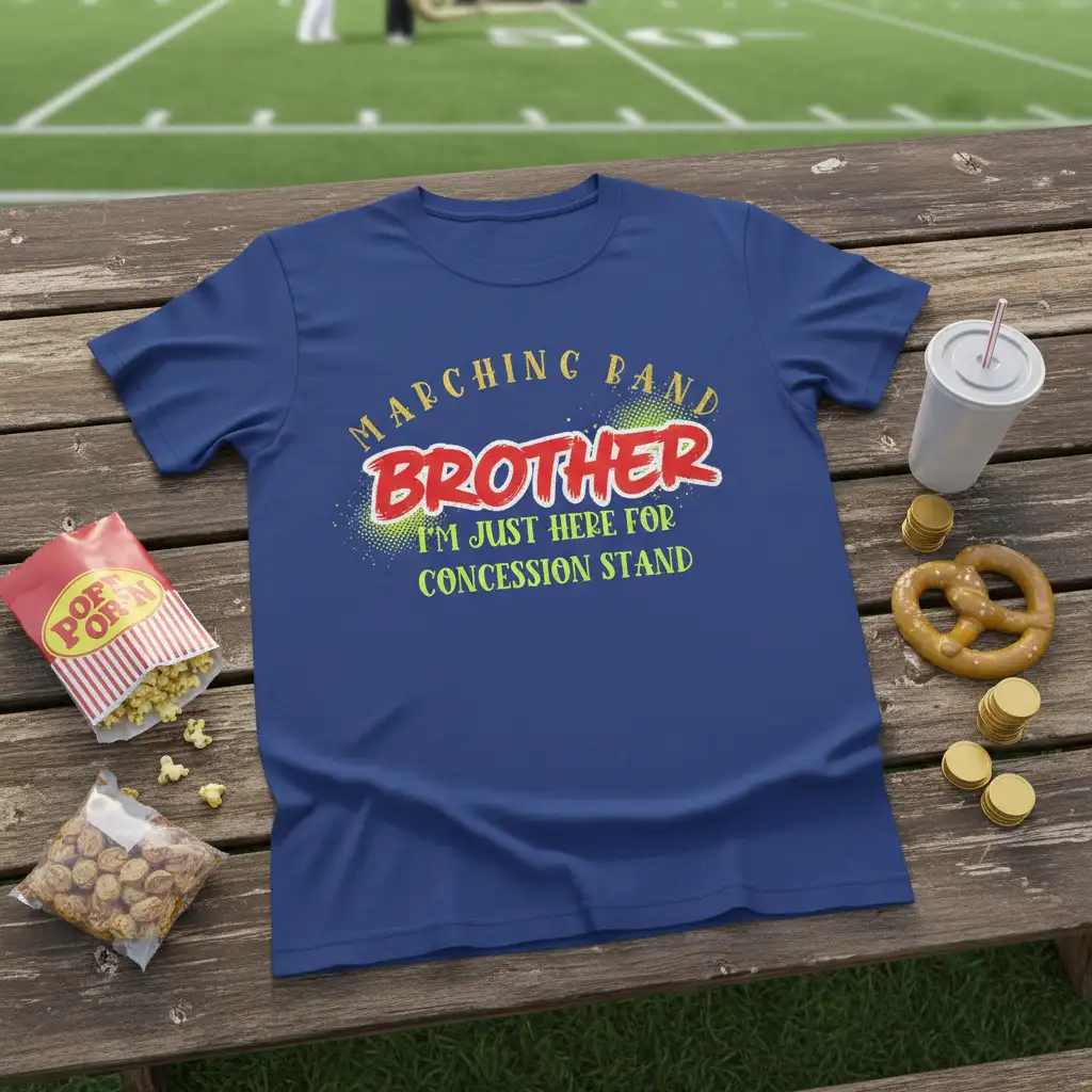 MARCHING BAND BROTHER I'M quote printed with bold typography on comfortable cotton fabric t-shirt design