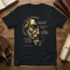 Black t-shirt with gold text and a stoic bust graphic featuring the Marcus Aurelius quote "You Have Power Over Your