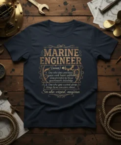 MARINE ENGINEER (noun) ???? text design featuring unique typography on quality t-shirt