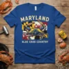 Maryland Blue Crab Country T-Shirt featuring a blue crab and the Maryland flag design