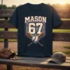 Mason 67 Baseball T-Shirt design with crossed bats, baseball, and distressed typography
