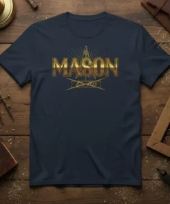 MASON Est. 1823 T-Shirt with golden emblem and founding year