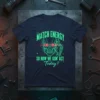 Skull graphic t-shirt with text "MATCH ENERGY SO HOW WE GON' ACT Today?", neon green and red design