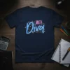 Navy blue t-shirt with "MATH Diva" text in neon blue and pink, surrounded by geometric shapes and pi symbol