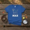 Max Dog Name T-Shirt with outline of a Labrador retriever and the name MAX in bold letters