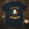 McGuire Original Irish Legend T-Shirt design with Irish flag shamrock and Celtic knot border