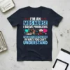 I'm an MDS Nurse I Solve Problems quote t-shirt with medical graphics like stethoscope, mask, and heart monitor