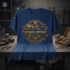 T-shirt featuring "PRECISION AUTOMATIC MECHANICAL MOVEMENT COMPLICATED CALIBER" text with intricate golden gears and clockwork design