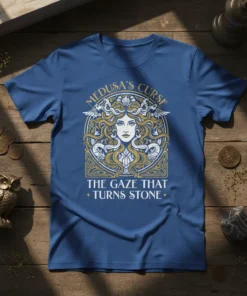 MEDUSA'S CURSE THE GAZE text design featuring eye-catching typography on quality t-shirt