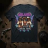 Melanin Cowgirl Swag t-shirt design featuring three stylish Black women in Western attire with pistols and neon accents