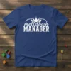 Meltdown Manager t-shirt design with "meltdown" in script font and "MANAGER" in bold block letters, topped with a crown graphic