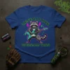 Mentally Sick Physically Thicc t-shirt design with a cool raccoon playing an electric guitar, surrounded by lightning bolts