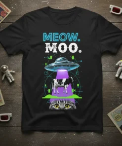 MEOW. MOO. bold graphic design printed on comfortable cotton t-shirt