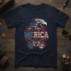Merica Freedom t-shirt design with an American flag eagle and crossed guitars, patriotic theme