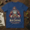 Merry Christmas Puzzle Master EST. 1823 Steampunk Santa holding a puzzle cube t-shirt design