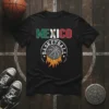 Mexico Basketball t-shirt design with Mexican flag colors and flaming basketball graphic