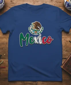 Mexico T-Shirt with Mexican flag emblem and the word "Mexico" in green, white, and red lettering