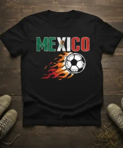 MEXICO SOCCER FLAME eye-catching graphic design printed on comfortable cotton t-shirt