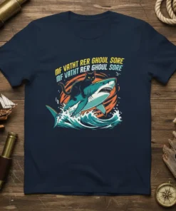 MF VATHT RER GHOUL SORE MF VATHT RER GHOUL SORE text on a navy t-shirt with a black cat riding