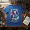 Michelle Michelle T-Shirt design with multiple watercolor portraits of Michelle Obama and the name "Michelle Michelle" in gold text
