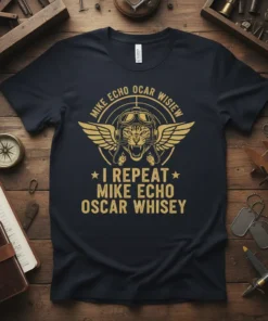 MIKE ECHO OCAR WISIEW text design featuring bold typography on quality t-shirt