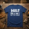 MILF MAN I LOVE FARMING t-shirt design with barn, tractor, pig, and chicken graphics