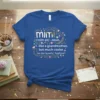 Blue t-shirt with "Mimi like a grandmother, but much cooler" definition text and floral accents