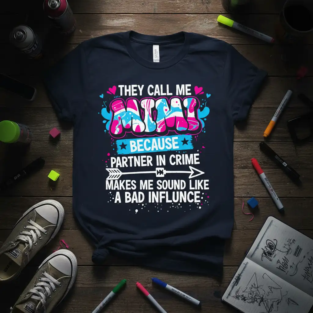 THEY CALL ME MIMI quote printed with unique artwork on breathable fabric t-shirt design