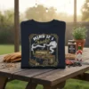 Mind If I Smoke t-shirt design featuring a vintage smoker grill with smoke and sausages, text in ornate frame